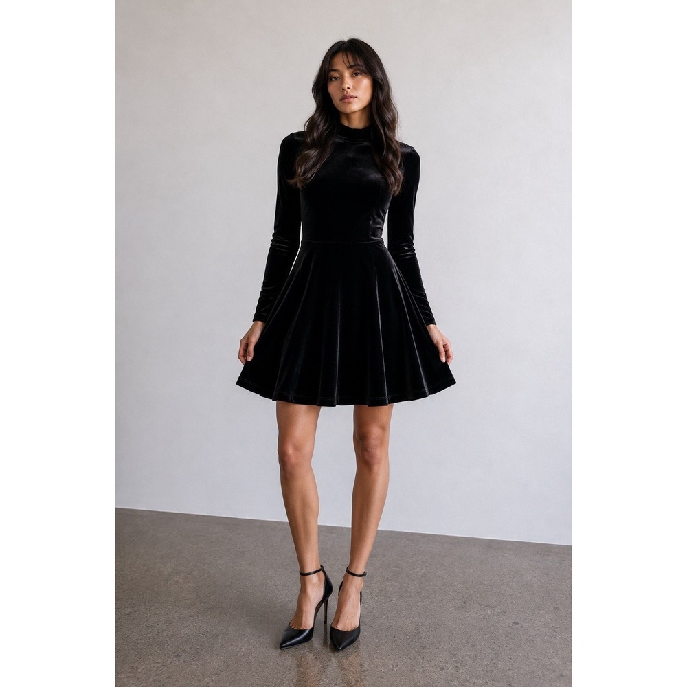 American Apparel Dress Women Size XS Black Witchy Skater Romantic Y2K Velour NEW